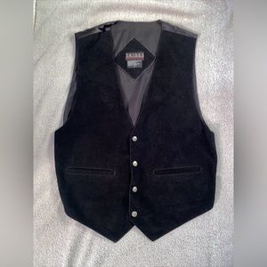 Vintage Tribes Leather Gilet XL Vest Black Snap Womens